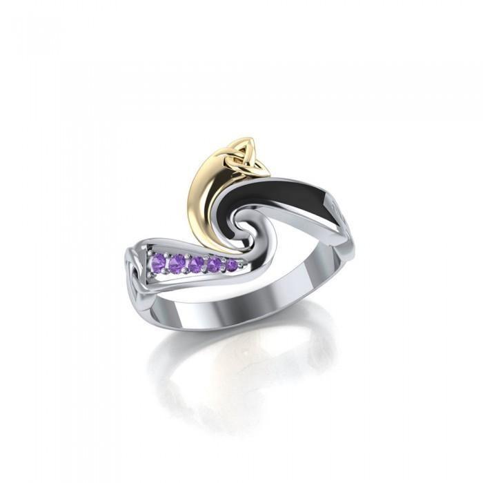 Endless and Modern ~ Celtic Triskele Silver and Gold Ring MRI636