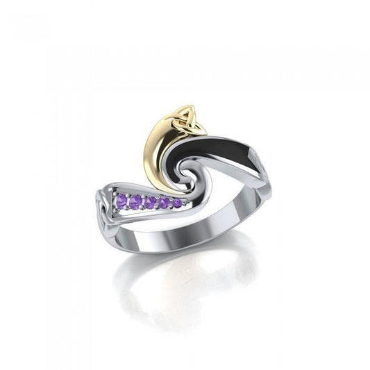 Endless and Modern ~ Celtic Triskele Silver and Gold Ring MRI636