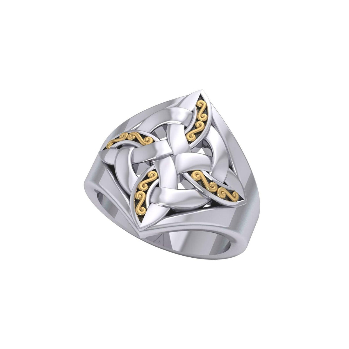 Celtic Four-Point Sterling Silver Ring with 18K Gold accent MRI655 - Wholesale Jewelry
