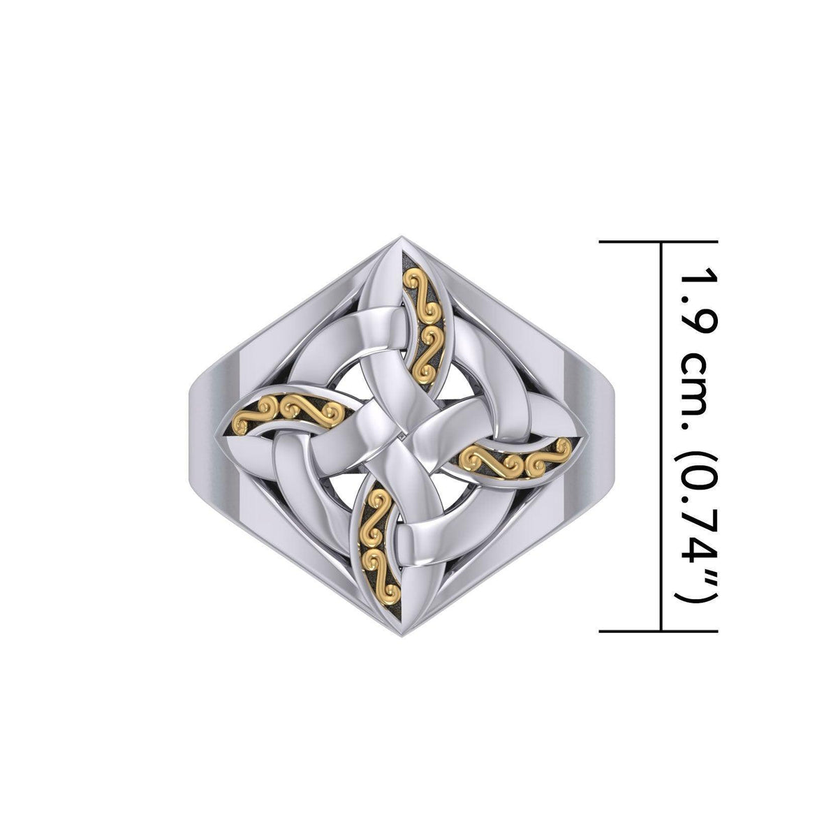 Celtic Four-Point Sterling Silver Ring with 18K Gold accent MRI655 - Wholesale Jewelry