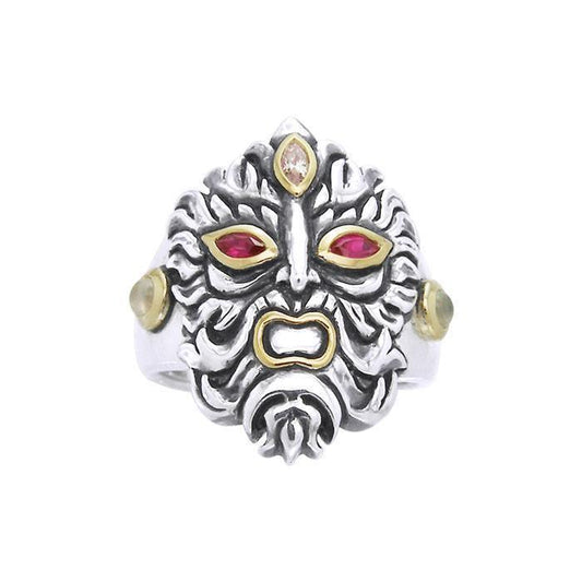 Silver and Gold Green Man Ring MRI960