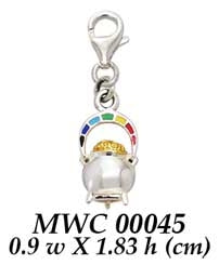 A rainbow pot of gold ~ Sterling Silver Goddess Danu Clip Charm with 14k Gold accent  MWC045