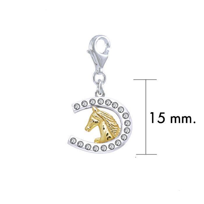 Horseshoe with Gems Silver and Gold Clip Charm MWC163