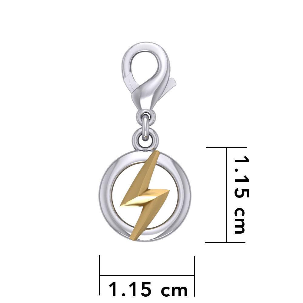 Zeus God Lightning Bolt Silver and Gold Clip on Charm MWC173