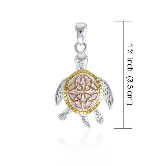 Celtic Trinity Knot Sea Turtle Three Tone Pendant OPD082