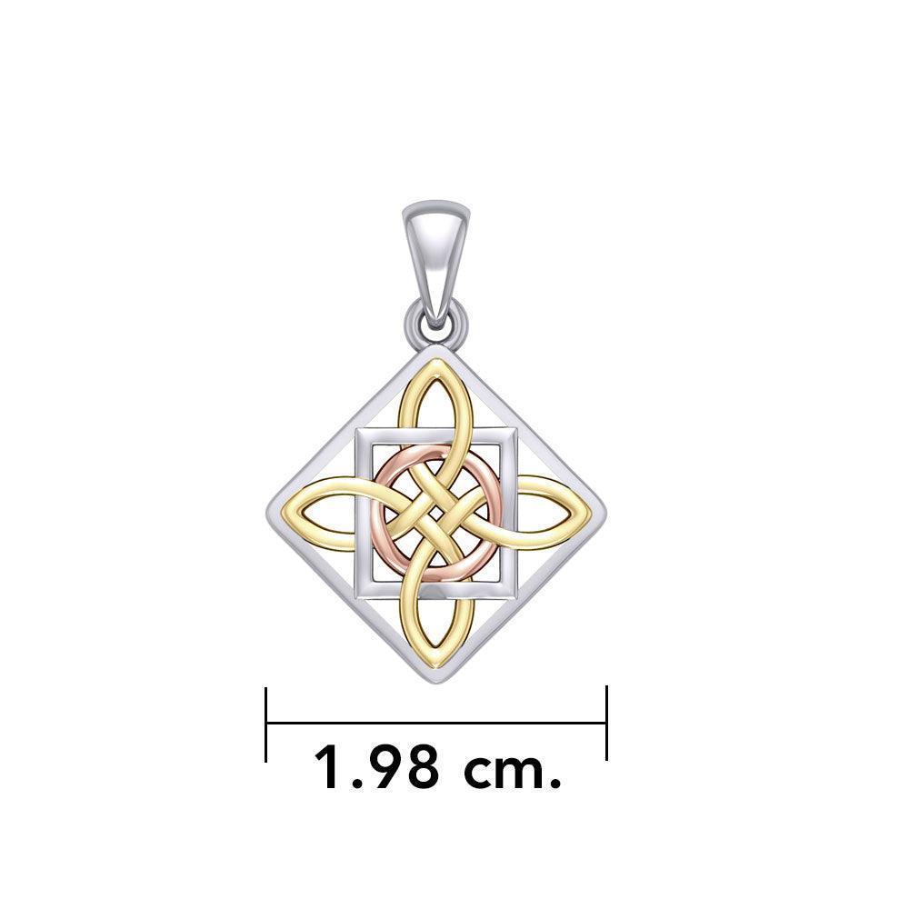 Celtic Four Point Knot Silver and Gold Accent Pendant OPD3934