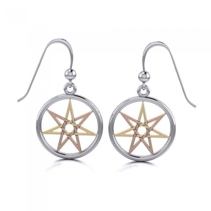 Fairy Pentacle Three Tone Dangle Earrings OTE1029