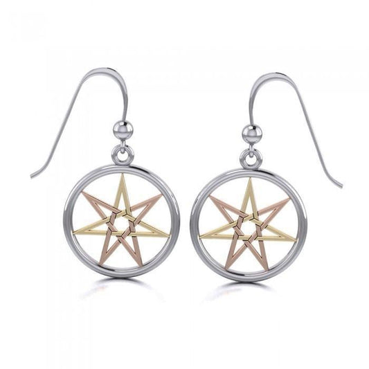 Fairy Pentacle Three Tone Dangle Earrings OTE1029