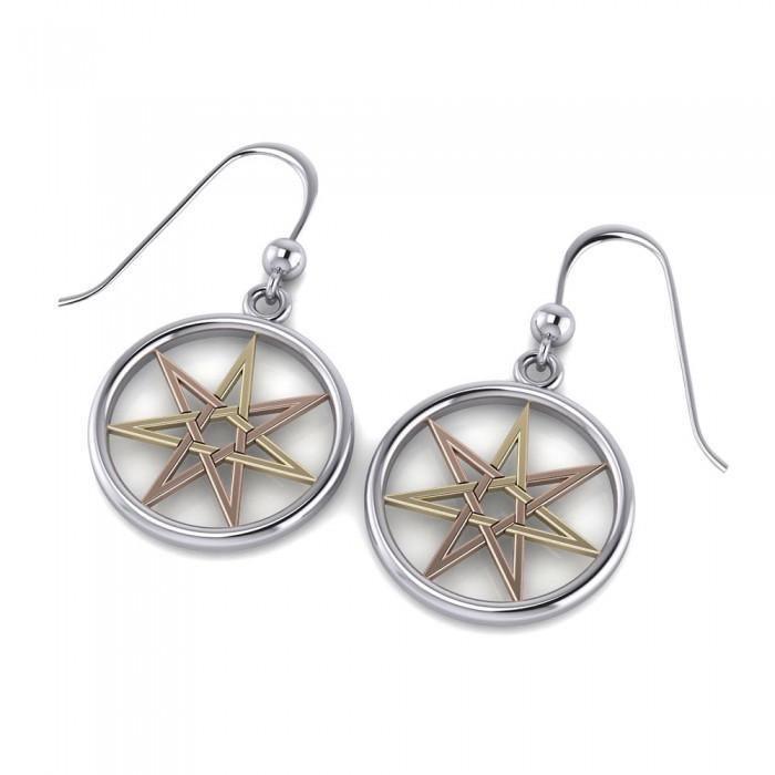 Fairy Pentacle Three Tone Dangle Earrings OTE1029