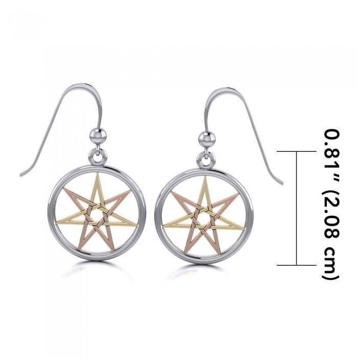 Fairy Pentacle Three Tone Dangle Earrings OTE1029
