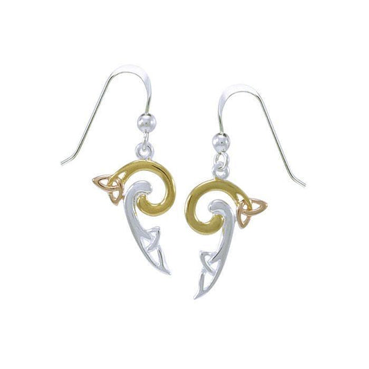 The spirit of continuity ~ Celtic Knotwork Trinity Sterling Silver Three Tone Dangle Earrings Jewelry OTE2141