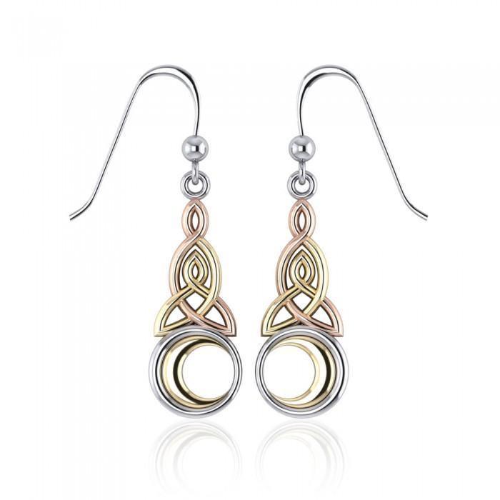 Celtic Knotwork Three Tone Triquetra Earrings OTE2565