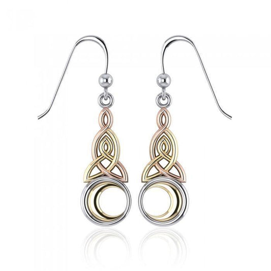 Celtic Knotwork Three Tone Triquetra Earrings OTE2565