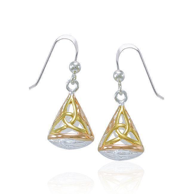 Celtic Knotwork Three Tone Triquetra Earrings OTE683