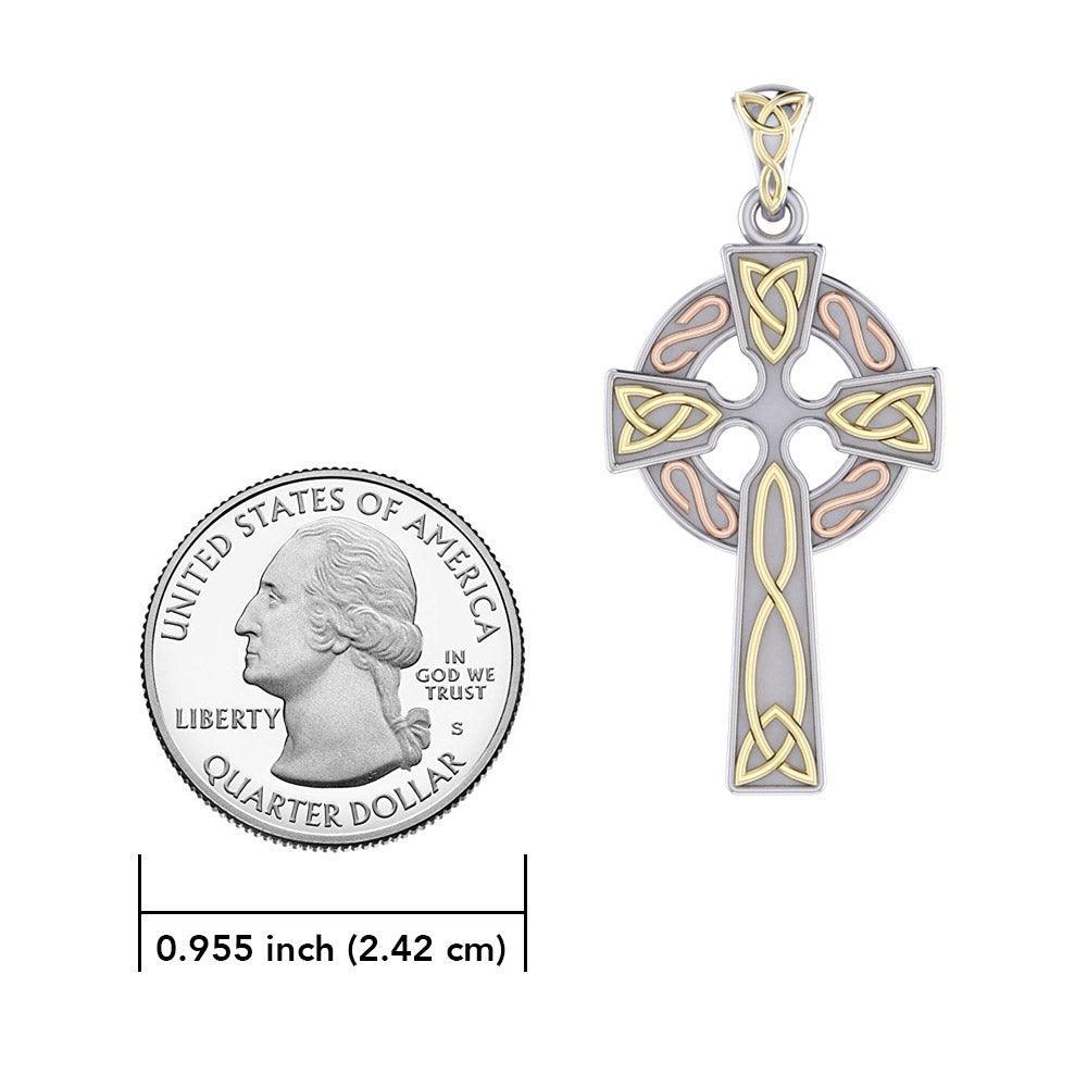 Celtic Knotwork Cross Three Tone Pendant OTP037 - Wholesale Jewelry