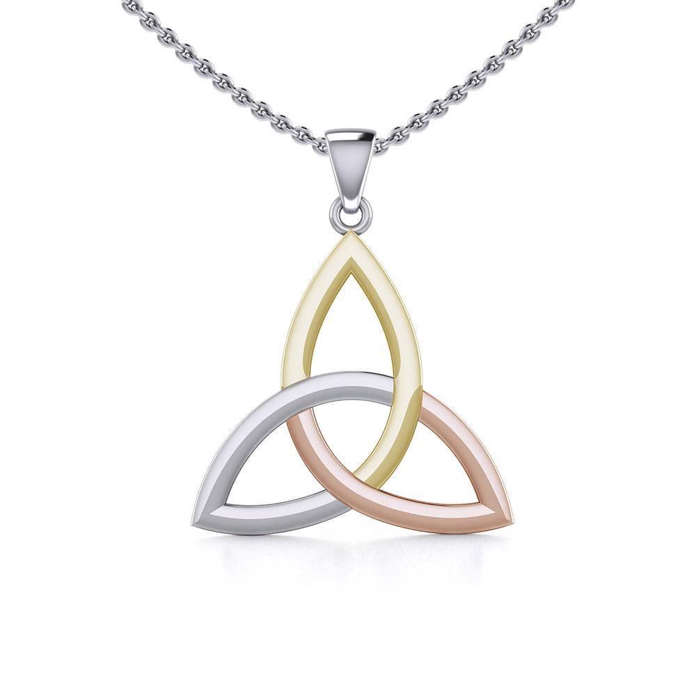 The unity of life’s triplicities ~ Celtic Knotwork Trinity Sterling Silver Three Tone Pendant Jewelry OTP085