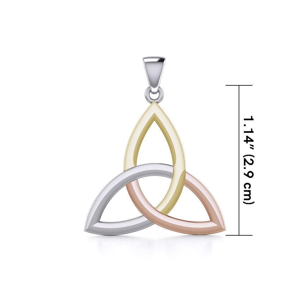 The unity of life’s triplicities ~ Celtic Knotwork Trinity Sterling Silver Three Tone Pendant Jewelry OTP085