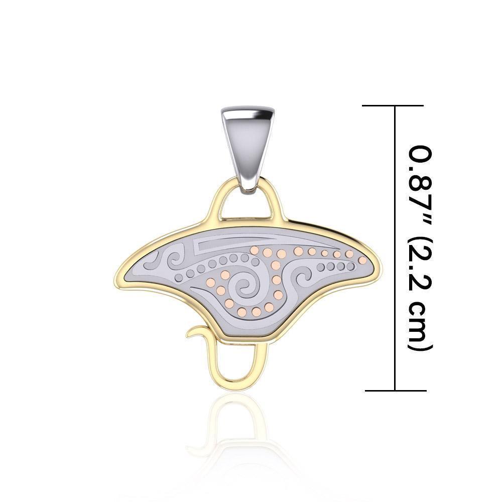 Three Tone Manta Ray Aborginal Pendant OTP2328