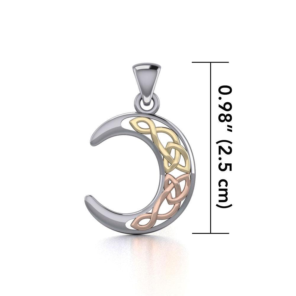Celtic Moon Silver with 14K Yellow and Pink Gold Accent Pendant OTP2963 - peterstone.dropshipping