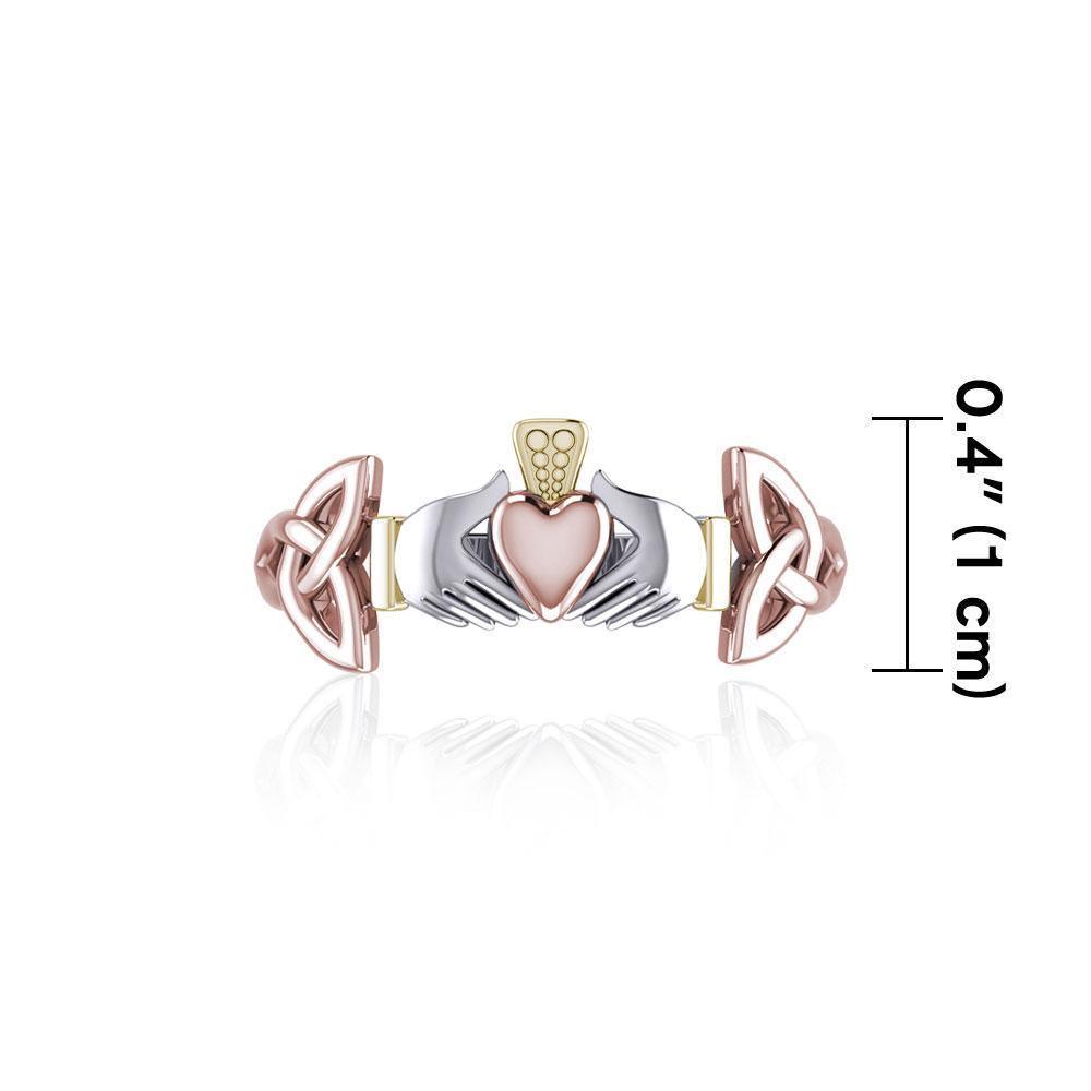 Irish Claddagh & Celtic Knotwork Three Tone Ring OTR557