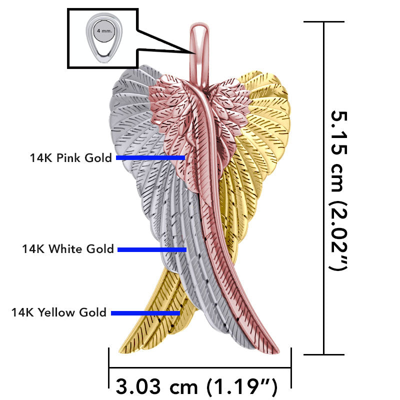 Large Angel Wing Pendant made from White, Yellow and Pink Gold RPD2933