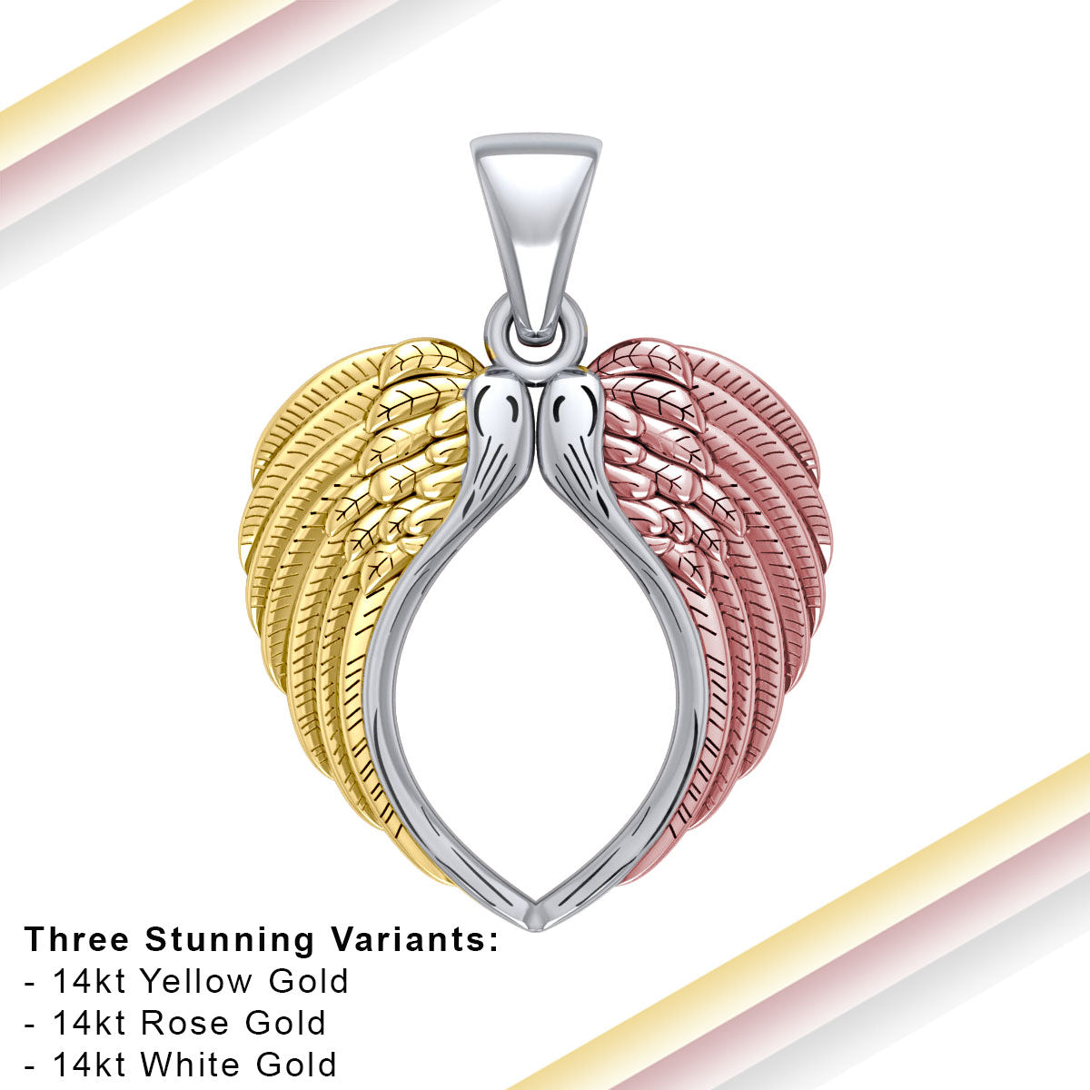 The Angel Wing Pendant made from White, Yellow and Pink Gold RPD5013