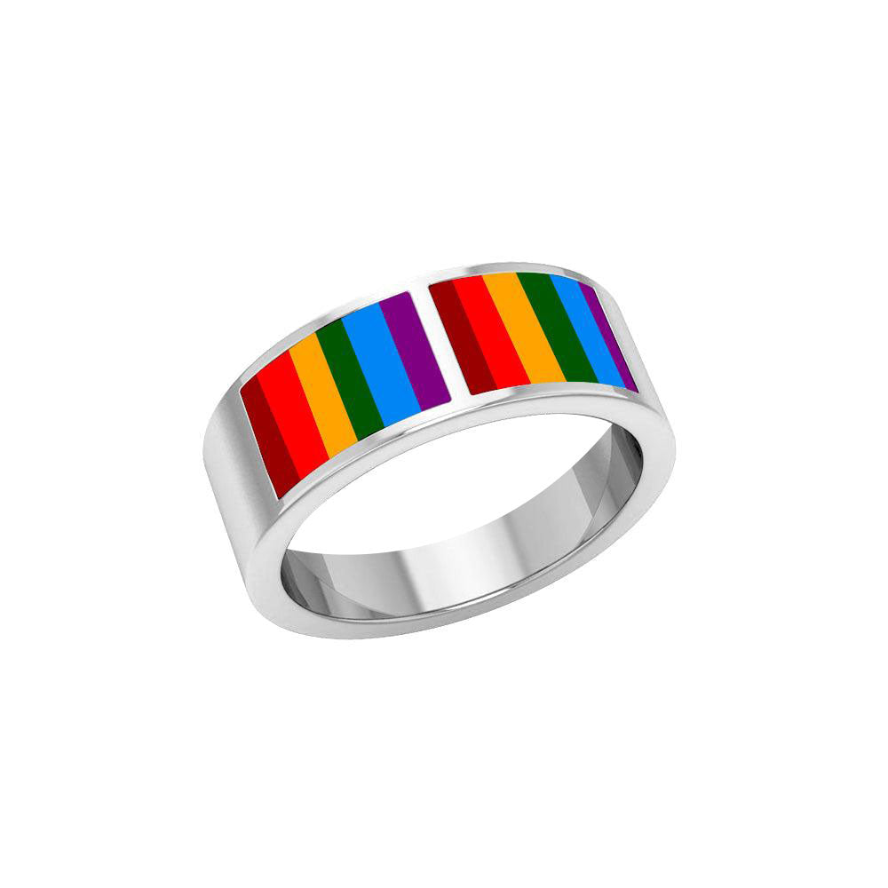 Rainbow Band Sterling Silver Ring SM015