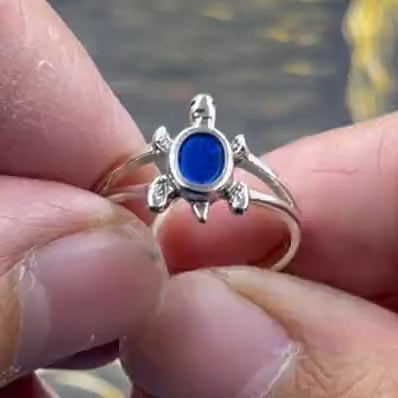 Turtle Sterling Silver Ring with Inlay SM181