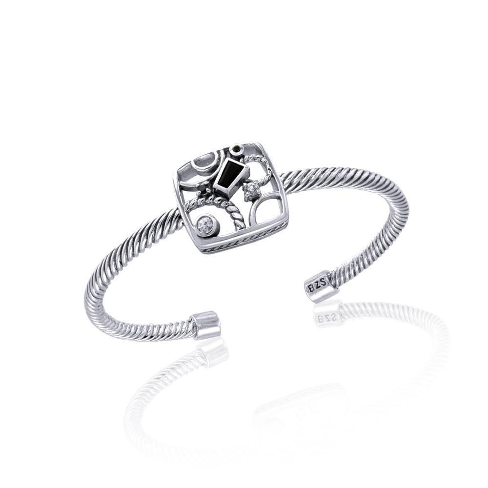 Cluster of Black Spinel and Diamond Bracelet