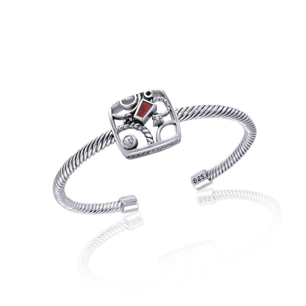 Cluster of Black Spinel and Diamond Bracelet