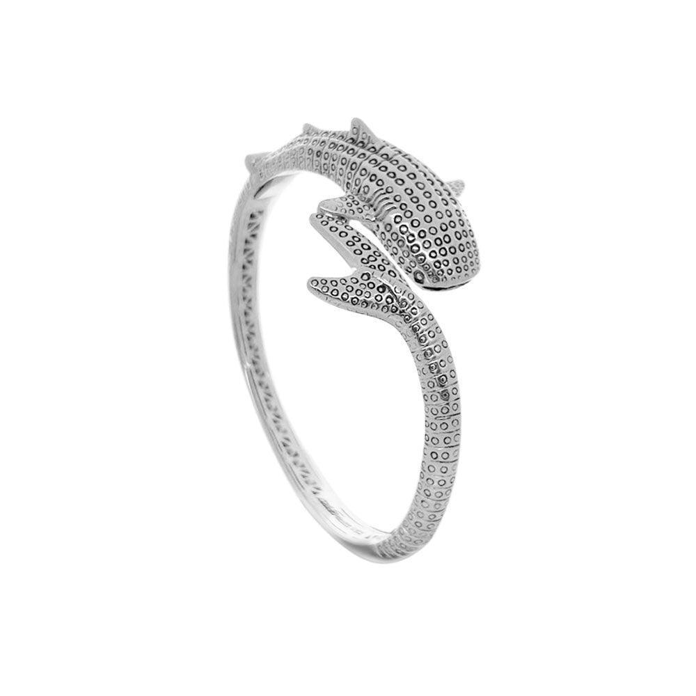 Gentle giants in benign grace ~ Sterling Silver Whale Shark Cuff Bracelet TBA188