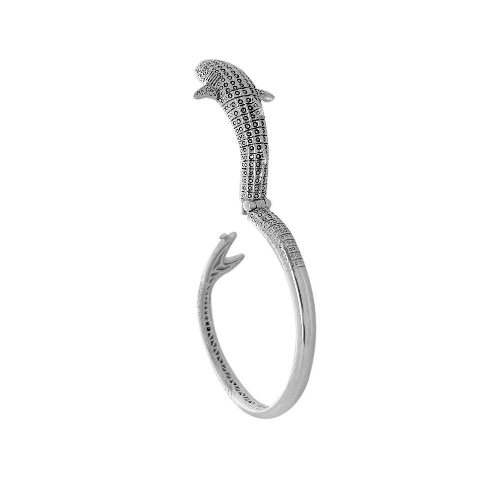 Gentle giants in benign grace ~ Sterling Silver Whale Shark Cuff Bracelet TBA188