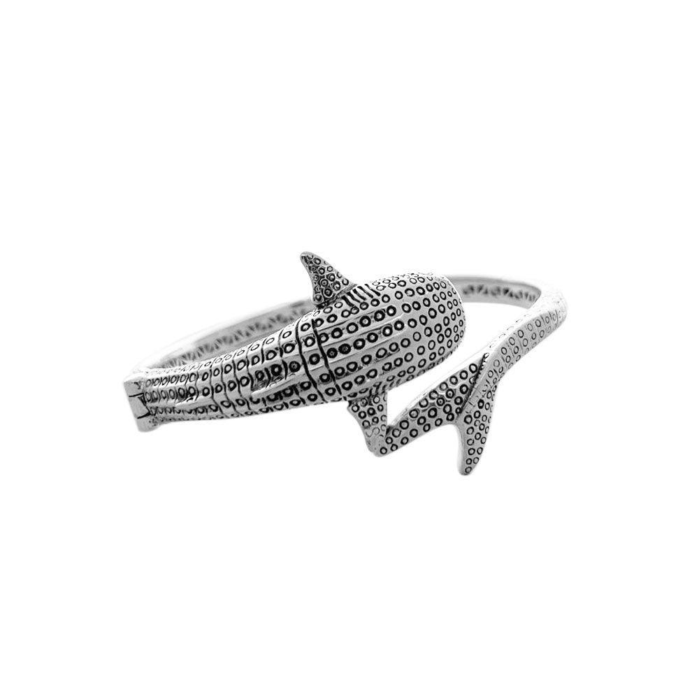 Gentle giants in benign grace ~ Sterling Silver Whale Shark Cuff Bracelet TBA188