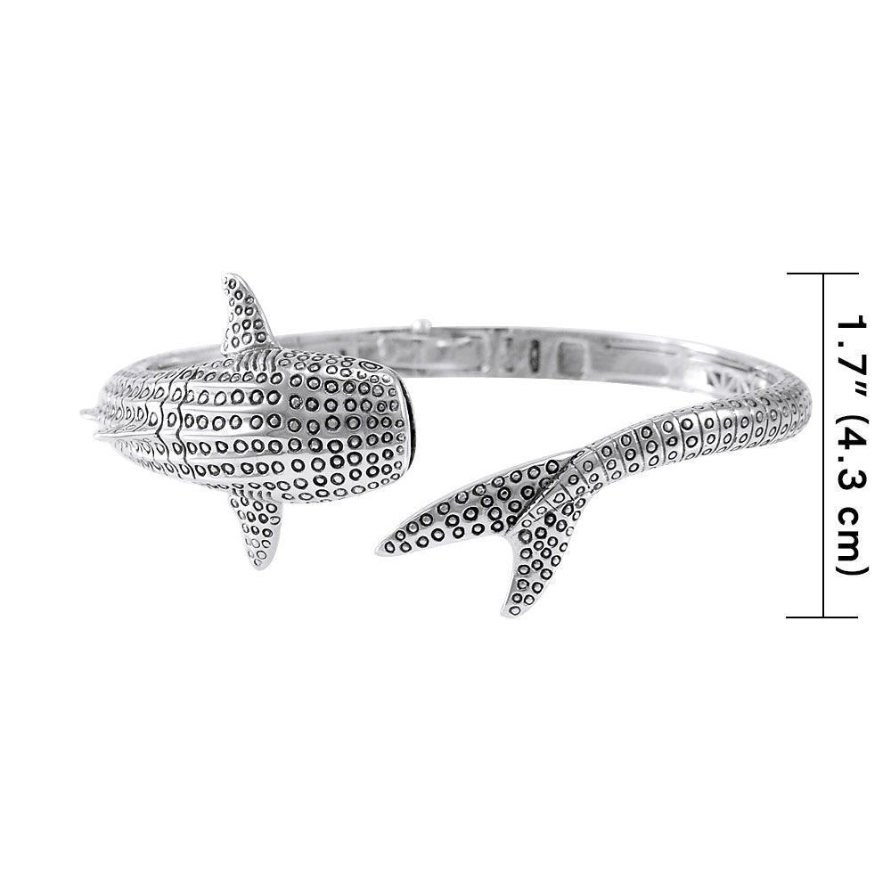 Gentle giants in benign grace ~ Sterling Silver Whale Shark Cuff Bracelet TBA188