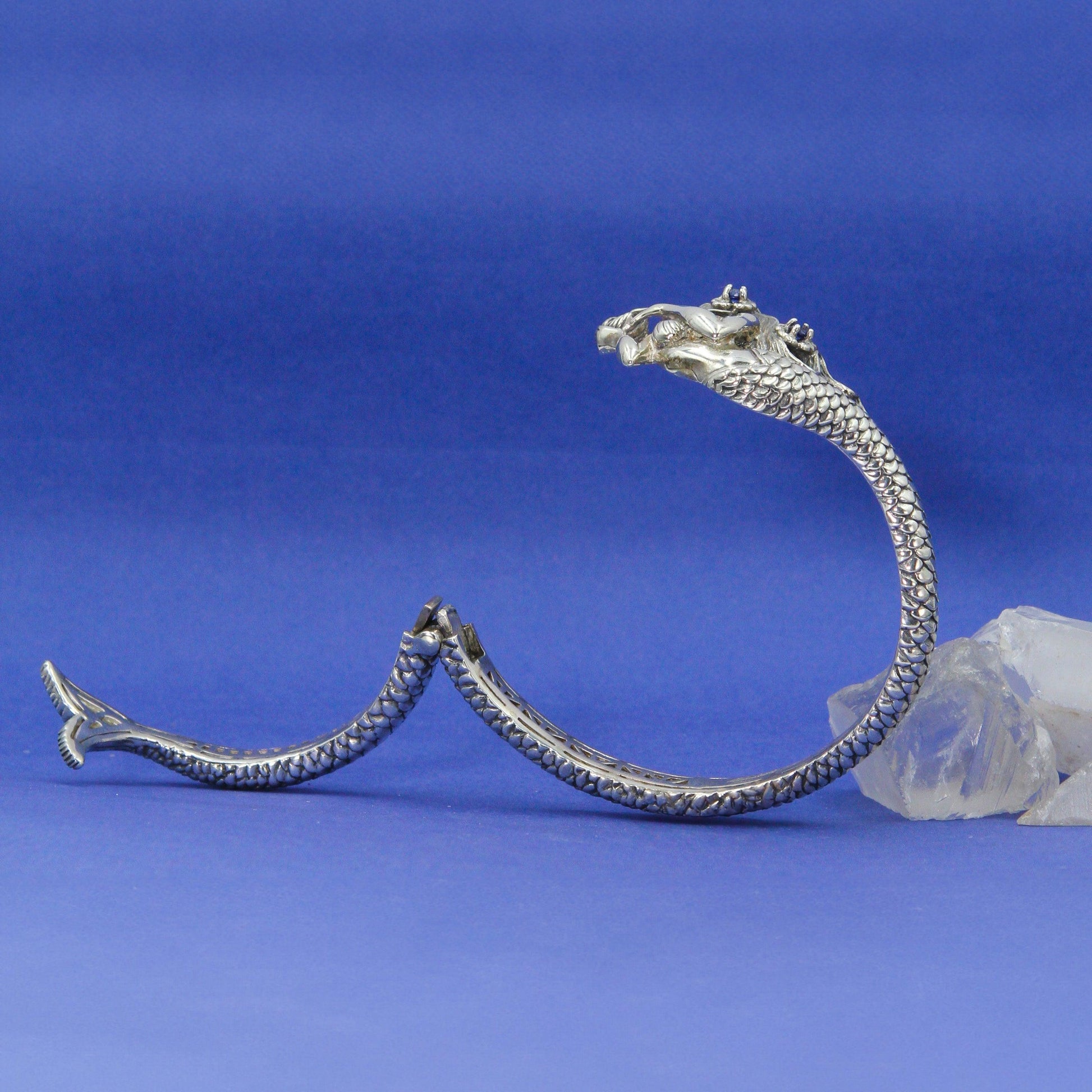 She hold the mystic ~ Sea Mermaid Sterling Silver Cuff Bracelet with Gemstone TBA189 - Wholesale Jewelry