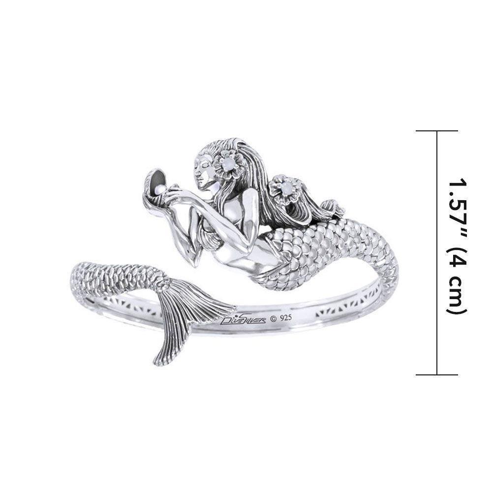 She hold the mystic ~ Sea Mermaid Sterling Silver Cuff Bracelet with Gemstone TBA189