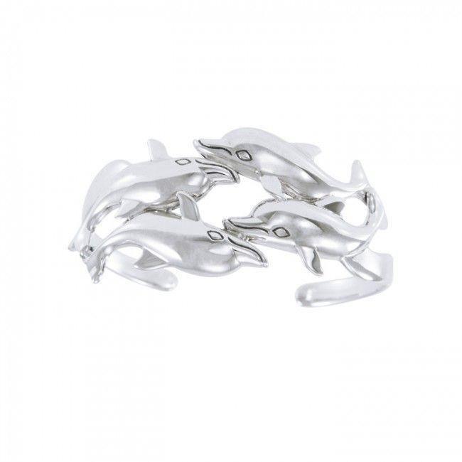 Dolphins Sterling Silver cuff Bracelet TBA192