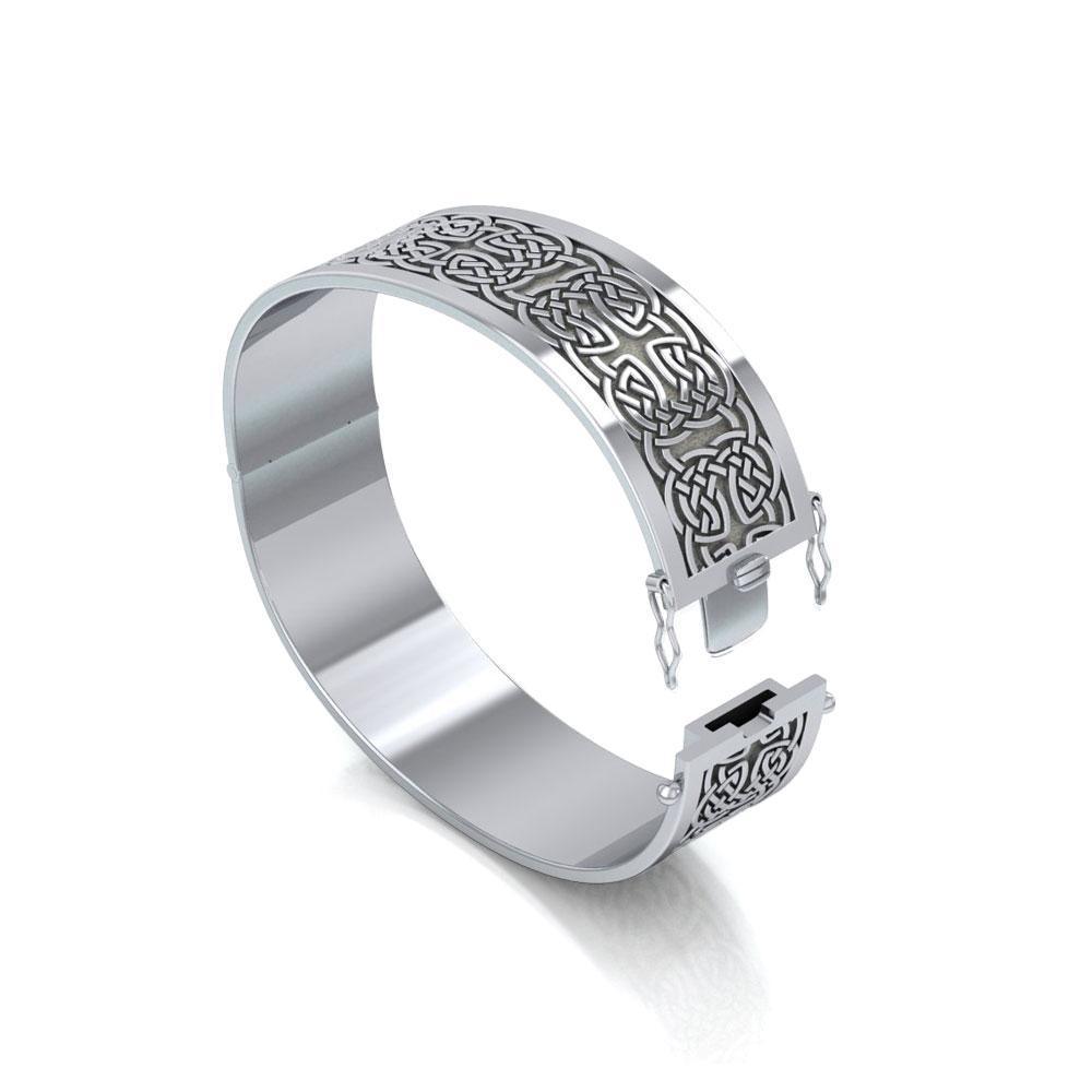 Large Silver Elegance Solid Celtic Knot Bangle with open lock TBA213
