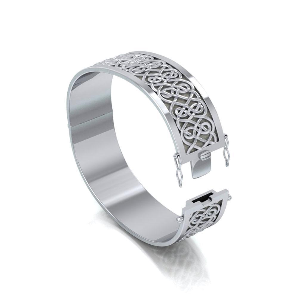 Large Silver Solid Celtic Knot Bangle with open lock TBA215