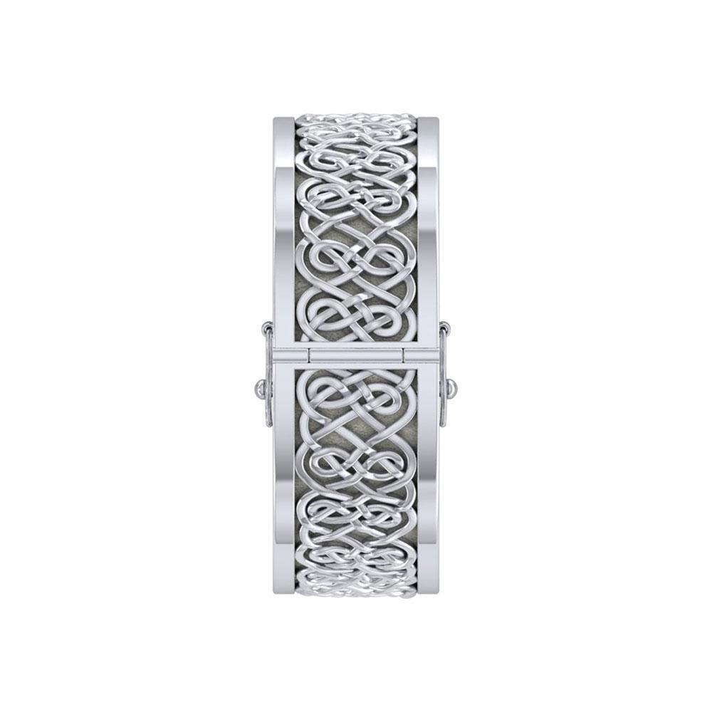 Large Silver Solid Celtic Knot Bangle with open lock TBA215