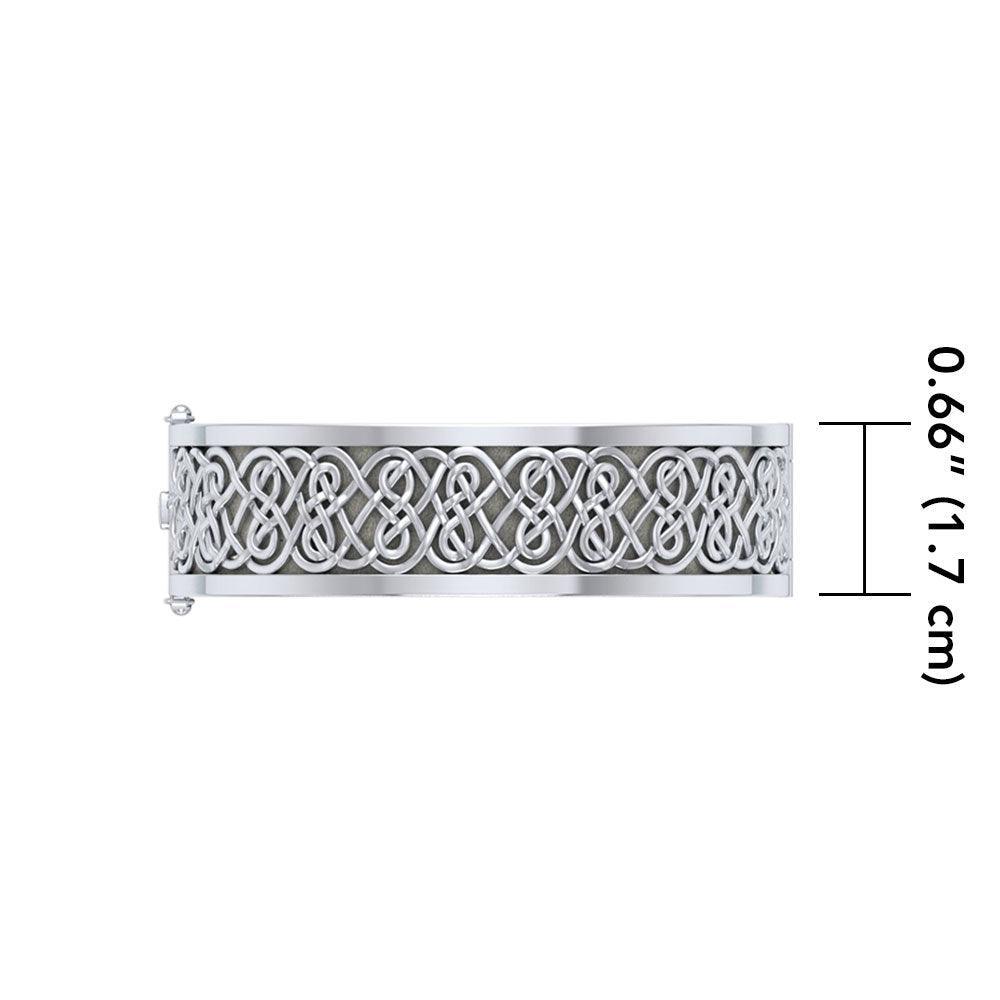 Large Silver Solid Celtic Knot Bangle with open lock TBA215