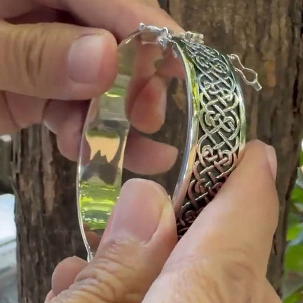 Large Silver Solid Celtic Knot Bangle with open lock TBA215