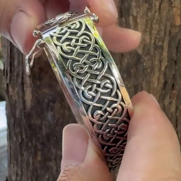 Large Silver Solid Celtic Knot Bangle with open lock TBA215