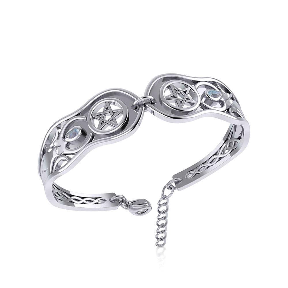 Goddess Silver Cuff Bracelet with Gemstone TBA271
