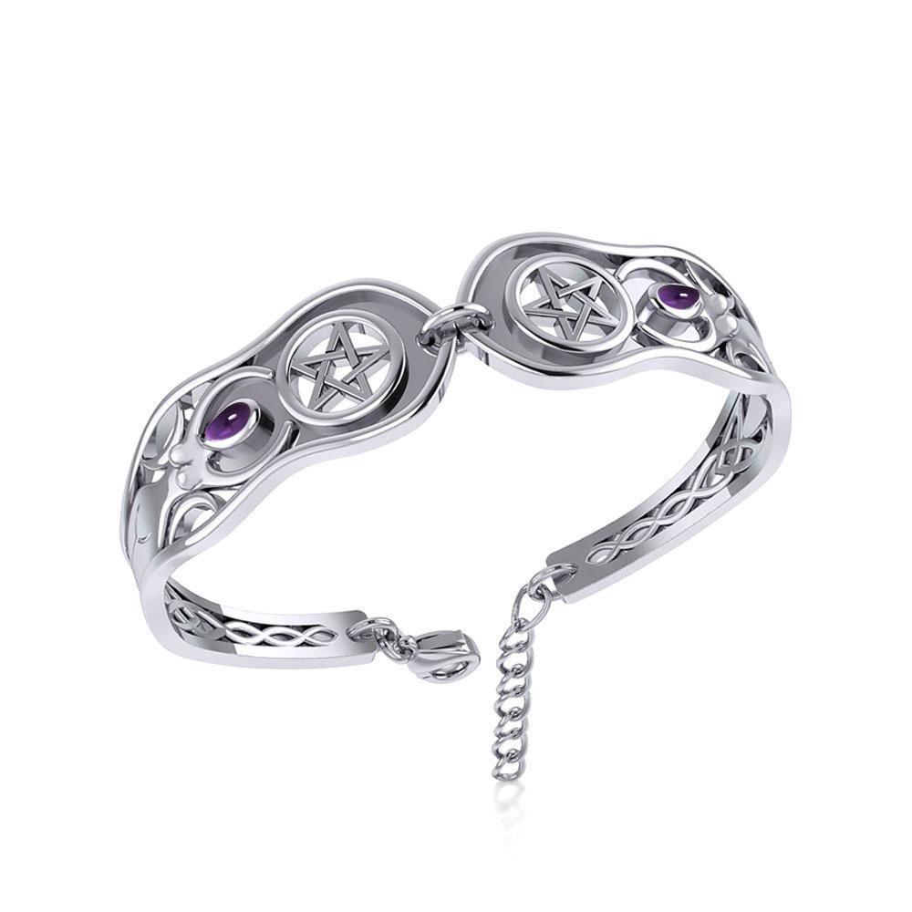 Goddess Silver Cuff Bracelet with Gemstone TBA271