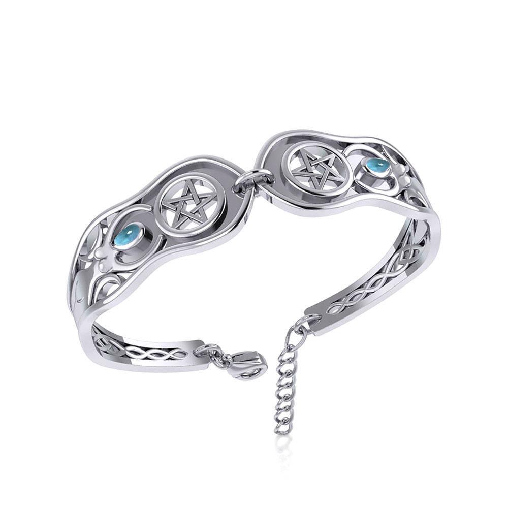 Goddess Silver Cuff Bracelet with Gemstone TBA271