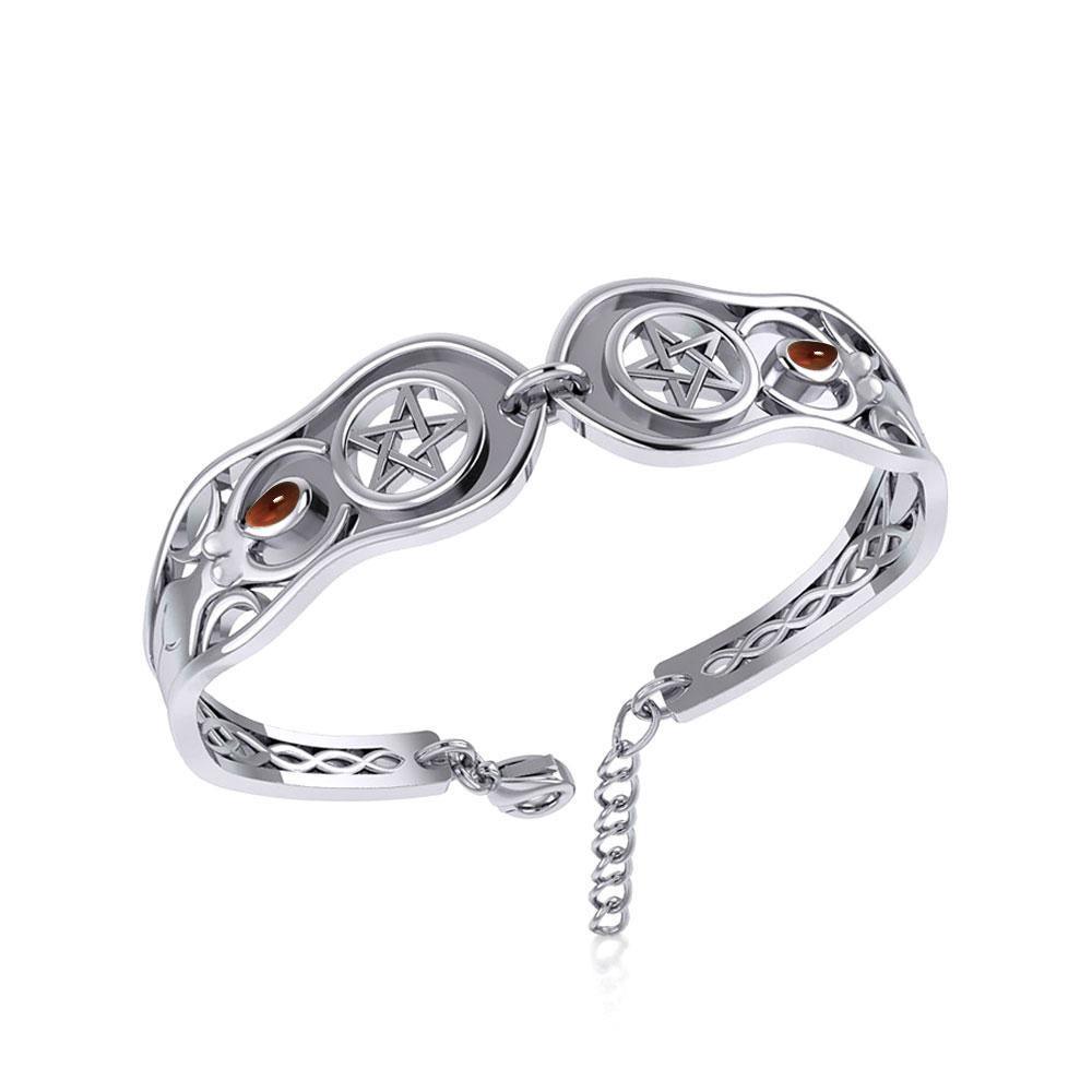 Goddess Silver Cuff Bracelet with Gemstone TBA271