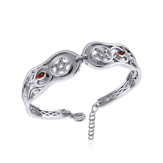 Goddess Silver Cuff Bracelet with Gemstone TBA271