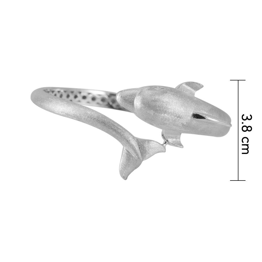 Dolphins Sterling Silver Cuff Bracelet with Locking System TBA274