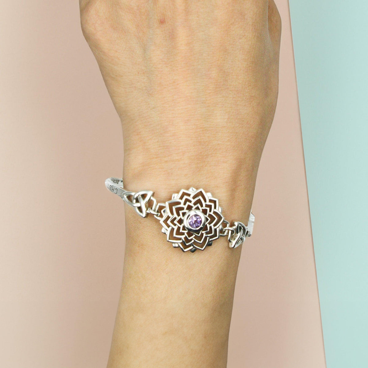 Crown Chakra with Celtic Trinity Silver Bracelet TBA285 - Wholesale Jewelry